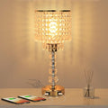 Crystal Table Bedside Lamp Touch Control, 3-Way Dimmable Small Nightstand Lamp with 2 USB Charging Ports, Decorative Gold Tabletop Lamp for Bedroom, Living Room and Guest Room