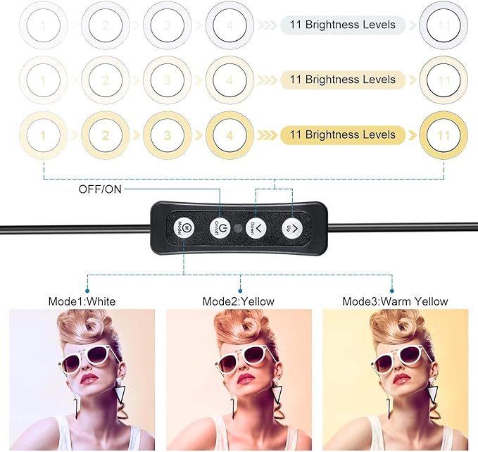 LED Ring Light 6" with Tripod Stand for Desk YouTube Video and Makeup, Mini Camera Light with Cell Phone Holder Desktop LED Lamp with 3 Light Modes & 11 Brightness Level (6 inch)