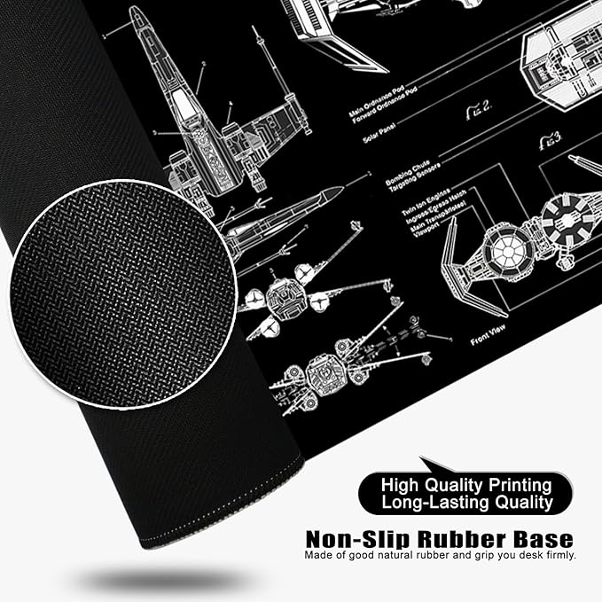 Black Gaming Mouse Pad Large Mouse Pad XL Desk Mat 31.5x11.8x0.12 inch Large Desk Pad Design Keyboard Pad (Design -6)