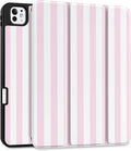 DONGKE Case for iPad Pro 11 inch (M5 2025 / M4 2024, 6th & 5th Generation) – [Built-in Pencil Holder] Ultra Slim PU Leather Trifold Stand Cover with Soft TPU Back, Auto Wake/Sleep, Pink Stripes