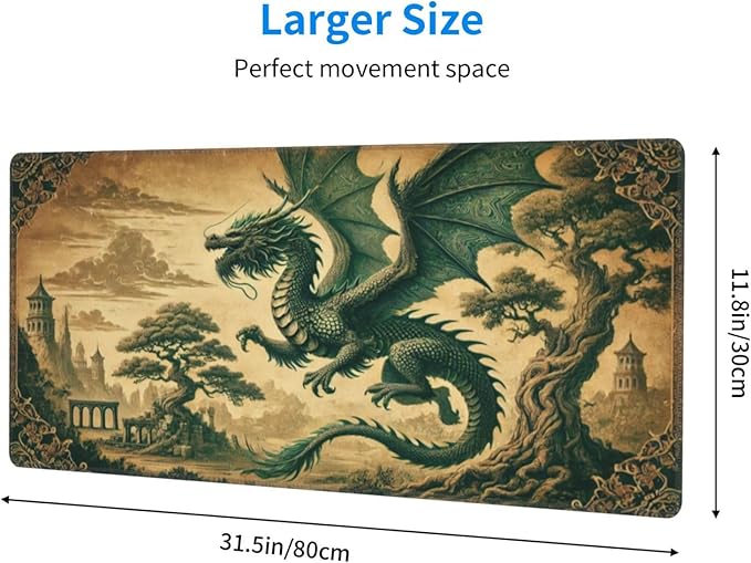 Dragon Mouse Pad XL Large Mousepad Non Slip Rubber Base Desk Mat for Laptop Computer Gaming 31.5" X 12"