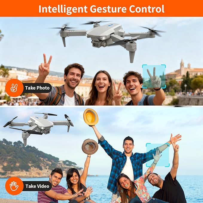 Mini Drone with Camera for Beginners 4K FPV Foldable RC Quadcopter, WiFi Gesture Photography Helicopter Toy Gifts for Adults