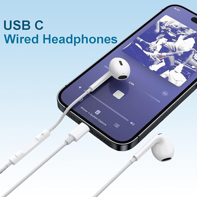 2 Packs USB C Headphones for iPhone 17/16/15 Earbuds, Type C Earphones with Mic & Remote Control Noise Cancelling for iPhone 17 16 15 Pro Max Plus, iPad Pro, Galaxy S25/S24/Ultra Note 10/20 and More