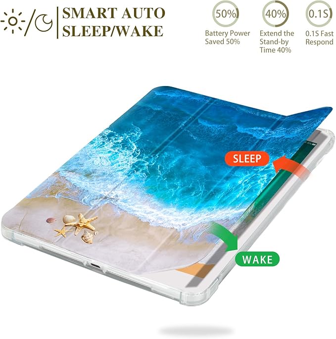 Vimorco for iPad 9th/8th/7th Generation Case 10.2 Inch, fit iPad Air 3rd Generation Case 10.5-inch, for iPad Pro 10.5 Inch Cases Pencil Holder/2 Viewing Stands/Typing Stand/Slim, Ocean Beach