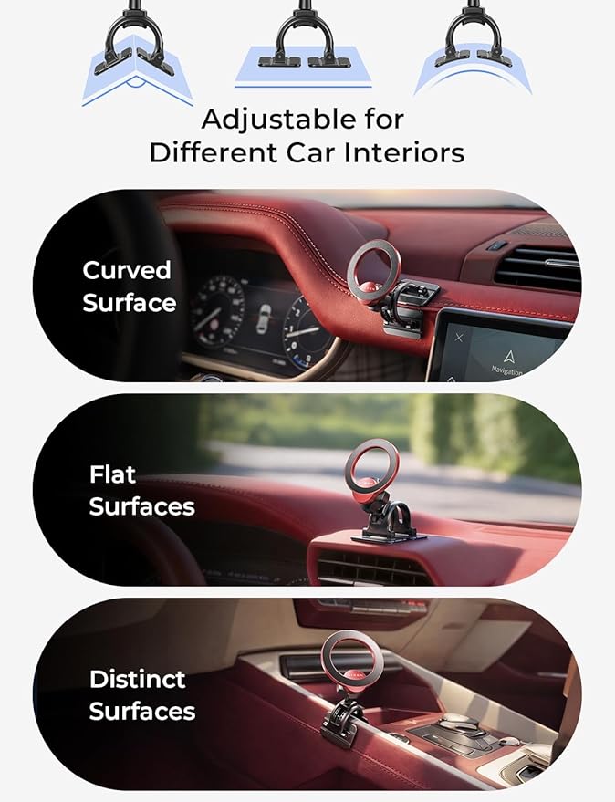 LISEN for MagSafe Car Mount [2026 Strong Magnets] Magnetic Phone Holder for Your Car [Vent&Dash] Magnet Cell Phone Holder Mount Cradle Car Accessories Kits for Men Women Red