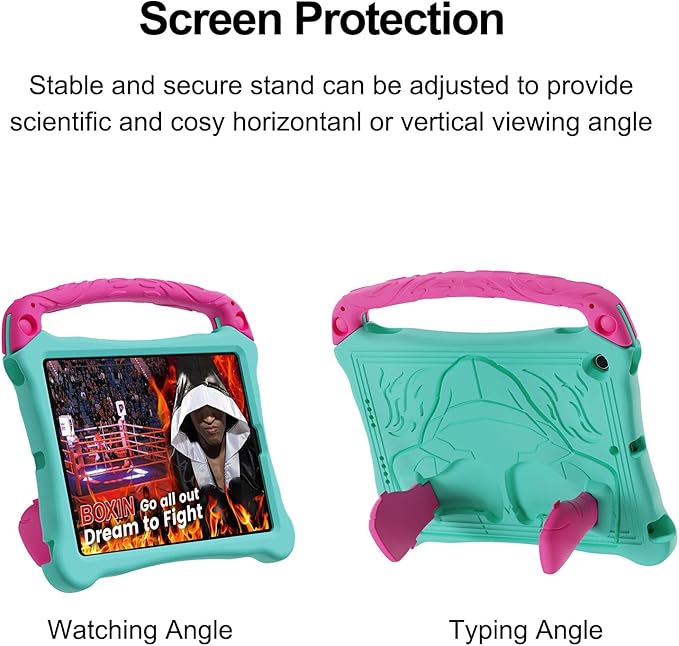 Dteck for iPad Air 3rd Generation and iPad Pro Case 10.5" 2019/2017 Release, Cute Boxing Shockproof Hard Case with Handle/Kickstand/Shoulder Strap, Protective Lightweight Kids-Friendly Cover, Mint