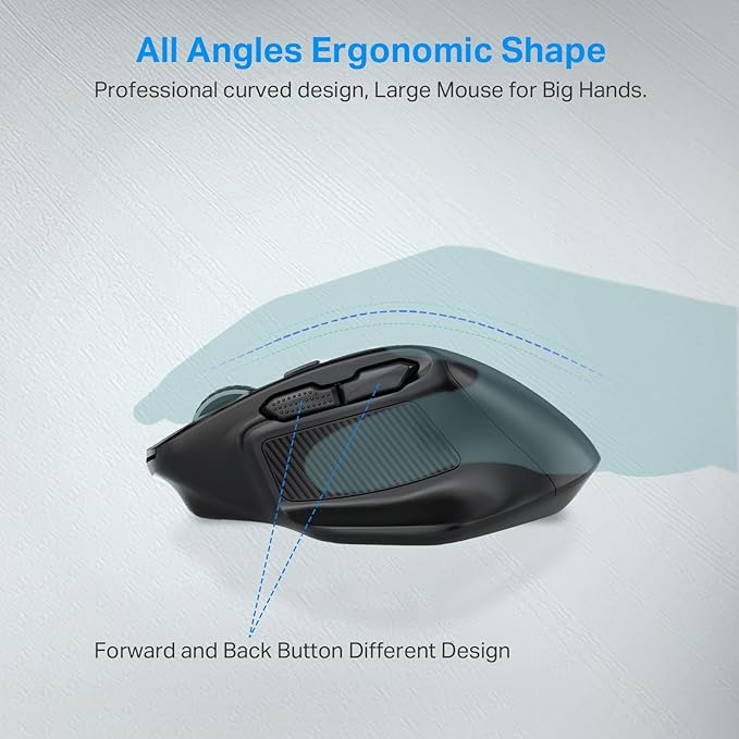 E-YOOSO Large Wireless Mouse for Big Hands, X-31 Cordless Ergo Computer Mouse, 6 Buttons, 5-Level 4800 DPI, 18 Months Battery Life, for Laptop, PC, Chromebook (Bluetooth, 6)