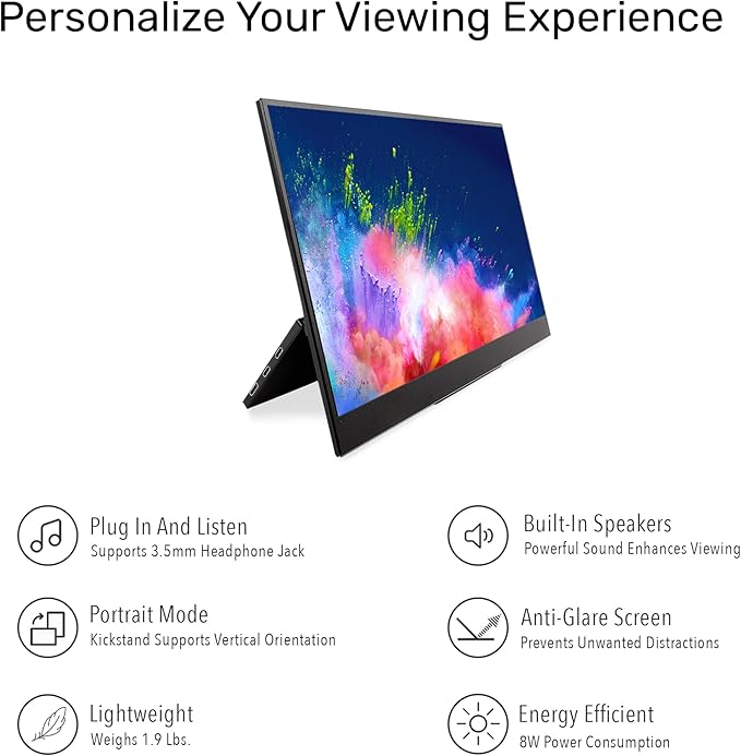 SideTrak Solo Pro 15.8" Portable Monitor for Laptop | FHD 1080P LED IPS Dual Display w/Anti-Glare Screen, USB & Mini HDMI, Laptop Monitor Extender for Mac, PC, Chrome, HDR & Speakers