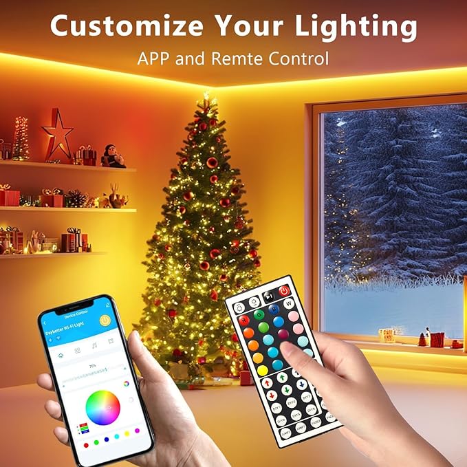 DAYBETTER LED Strip Lights 110ft, Smart Lighting Strips with App Remote Control, RGB Music Sync Color Changing Lights for Bedroom Kitchen Party Home Decor Luces led para cuarto (1 Roll)