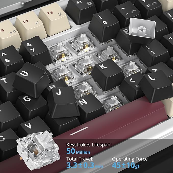 75% Black Creamy Mechanical Keyboard Wired, Creamy Sound Gasket Gaming Thocky Keyboard with Knob, Hot Swappable RGB Custom Keyboard, Pre-lubed Cream Switch Keyboard (82 Roman)