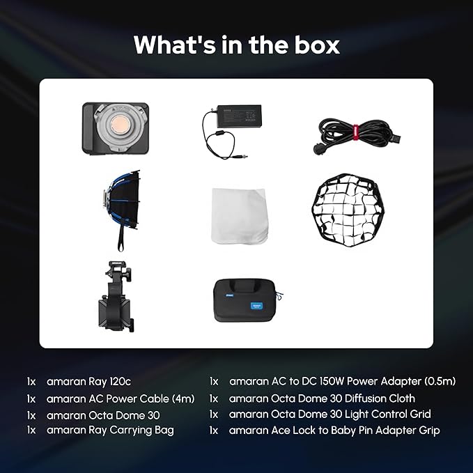 Amaran Ray 60c RGB Video Light,60W Portable Studio Photography Light CCT 1,800K-20,000K with Softbox Portable Bag for YouTube,TikTok,Live Streaming,Weddings,Vlog