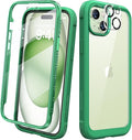 Diaclara Designed for iPhone 15 Plus Case 6.7 Inch, Full-Body Clear Bumper Cases w/Built-in Screen Protector, 360 Protective Rugged Case + Glass Camera Lens Protector,Mint Green