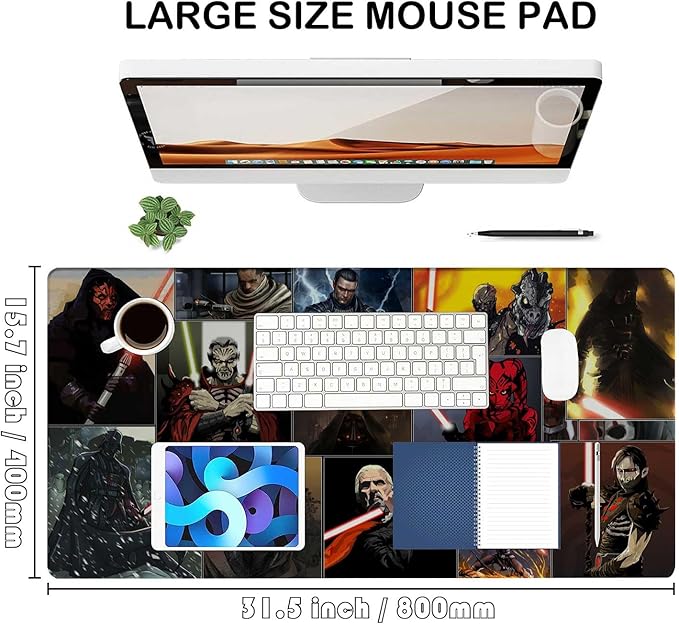 XXL Large Gaming Mouse Pad with Stitched Edges,Big Wide Mousepad,Extended Office Desk Mat,Long Full Desk Pad with Anti-Slip Rubber Base,Desk Pad for Keyboard and Mouse,Desktop decor,31.5 x 15.7 inches