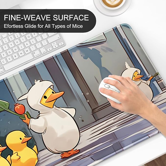 Auhoahsil Ultra Large Gaming Mousepad, XXL Extended Full Size Desktop Matt for Keyboard, Laptop & Computer, 35.5 x 15.7 in, Anime Cute Ducks