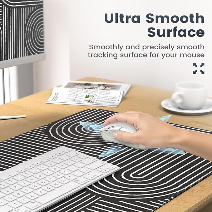 iCasso Black Desk Mat, Large Mouse Pad for Desk, Anti-Slip Big Mousepad with Stitched Edges, Computer Pad for Desktop