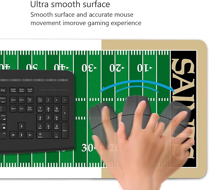 Large Gaming Mouse Pad, Mousepad with Non-Slip Rubber Base for Laptop Computer Desktop Keyboard,Football Fans Boy Husband Gift Gold Design Mat