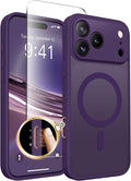 CAPRARO Magnetic for iPhone 17 Pro Max Case, Upgraded [Full Camera Protection] [Compatible with MagSafe] Protective Translucent Matte Women Girl Phone Case Cover, Deep Purple