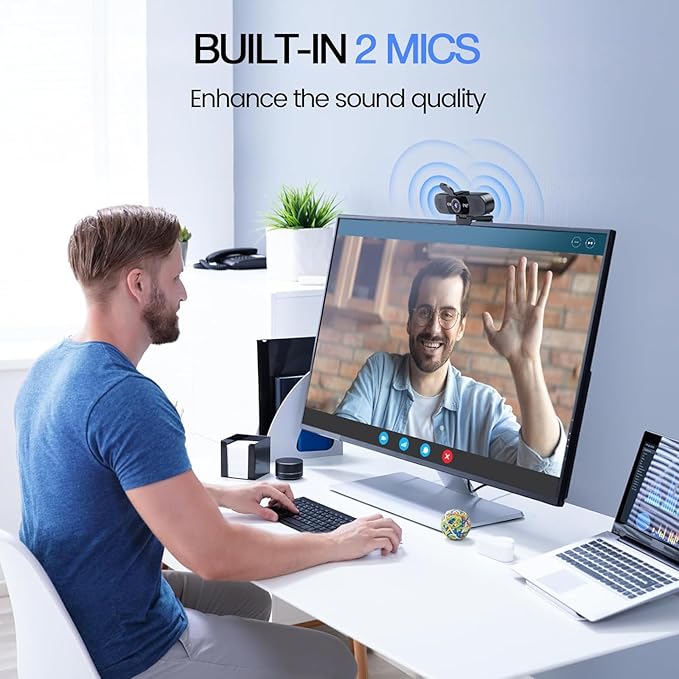 EMEET C960 1080P Webcam with Microphone, 2 Mics, 90° FOV, USB Type-A & A-to-C Adapter, Fixed Focus, Plug&Play Computer Camera for Zoom/Teams/Facetime/YouTube/Google Meet/Switch 2 Camera, 2025 Version