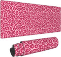 Pink Leopard Print XL Large Mouse Pad with Stitched Edges Long Non-Slip Rubber Base Mousepad Laptop Keyboard Mat Desk Pad for Office Home Desk Decor, 31.5" X 11.8"
