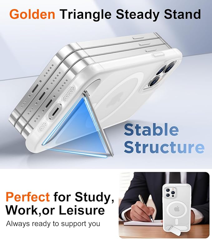 Magnetic Compatible with iPhone 12 Pro Max Case, [Built-in Invisible Kickstand][Compatible with MagSafe][Military Grade Shockproof] Slim Translucent Matte Phone Case for iPhone 12 Pro Max 6.7"
