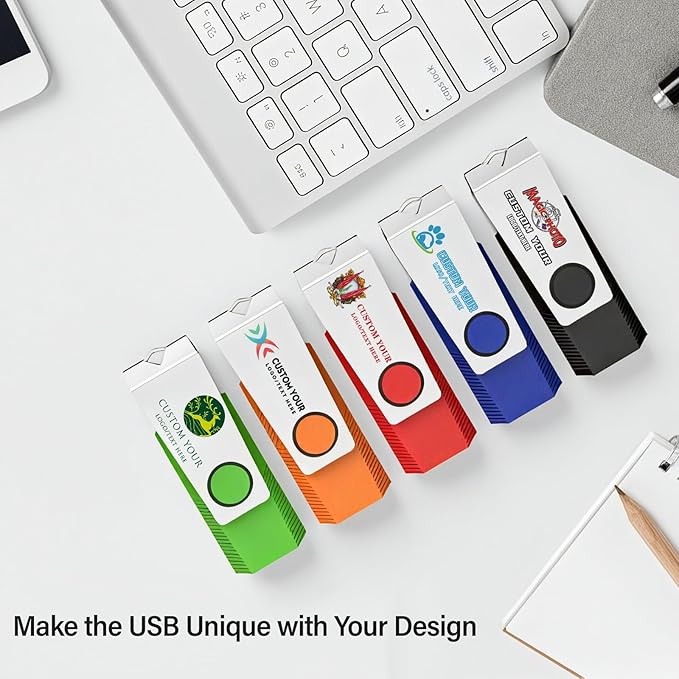 1GB Flash Drive 10 Pack, Wooolken USB 2.0 Memory Stick Thumb Drive with Lanyards Swivel USB Stick for Data Storage and Backup (Mixed Colors)