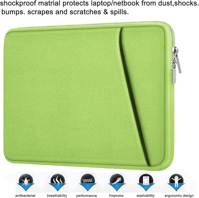 Askuko Laptop Sleeve 14 inch, Shockproof Protective Computer Cover, Durable Carrying Bag Laptop Case Compatible with 14"" MacBook Air/Pro HP Asus Lenovo Notebook, Light Green