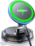 ANDERY Only for iPhone Magsafe Car Mount Charger [15W Fast Wireless Charging, 78+LBS Strong Suction 2400gf Strong Magnetic] 360° Adjustable Car Phone Holder, Phone Holders for Your Car for pats & mats