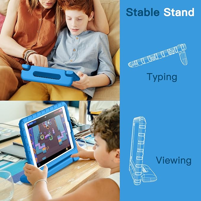 JETech Kids Case for iPad 9.7 Inch (6th/5th Generation, 2018/2017), iPad Air 2/1 9.7 (2nd/1st Gen, 2014/2013) and iPad Pro 9.7 2016, Shockproof Lightweight Tablet Cover with Handle Stand (Blue)