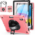 Case for iPad (A16) 11th/10th Generation Case: Protective Cover for iPad 11th Gen 11 Inch 2025 &10th Gen 10.9" 2022 with Screen Protector- Stand- Shoulder Strap- Handle- Pencil Holder-Light Pink