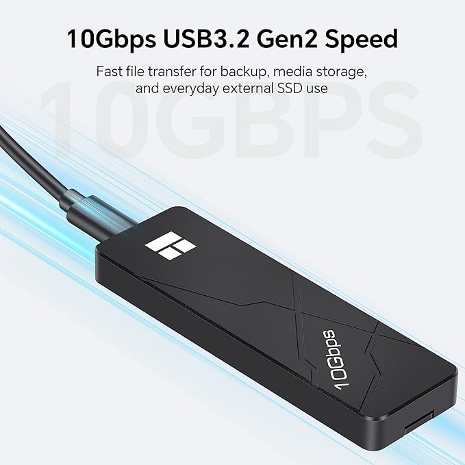Thermalright M.2 NVMe SSD Enclosure, HR-EB110 AC Black, USB3.2 Gen2 10Gbps USB-C External SSD Case, CNC Aluminum Housing, Supports PCIe 2230 2242 2260 2280, Up to 8TB