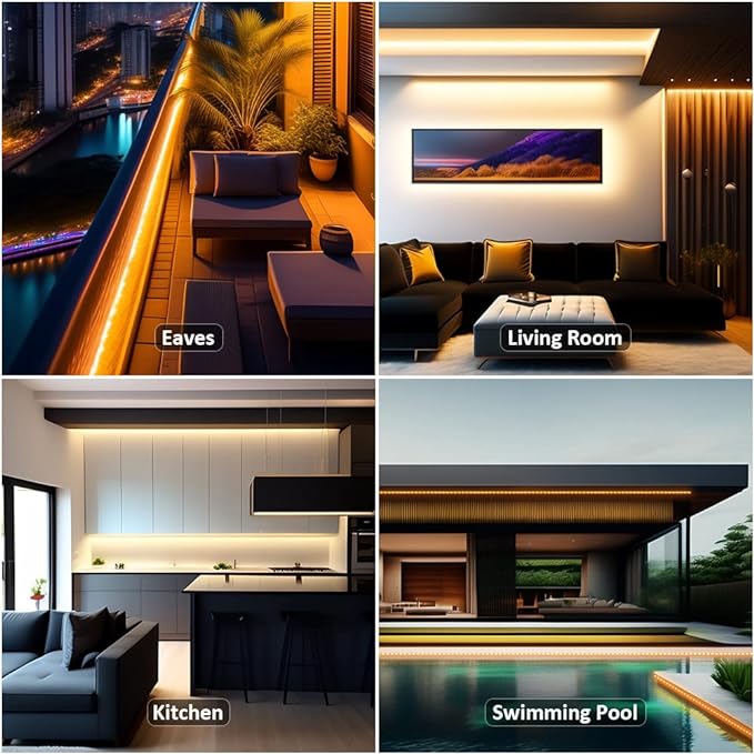 NOVOSTELLA 40ft Waterproof Tunable White LED Strip Lights, Dimmable Flexible Rope Light 3000K-6500K 12V Tape Light with Remote, Ribbon for Outdoor and Indoor Bedroom Home Mirror Kitchen Cabinet