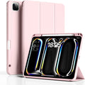 New iPad Pro 13 Inch Case (M5) 2025 / (M4) 2024 with Pencil Holder | Slim Protective Trifold TPU Back | Support Apple Pencil Pro & USB-C Charging | Auto Wake/Sleep (Pink)