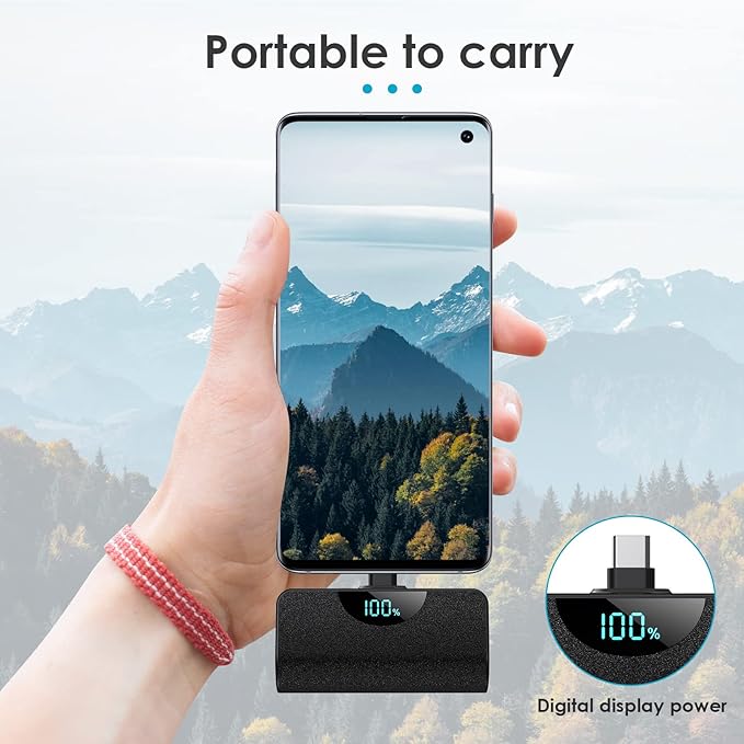 [2-Pack]Portable Charger for iPhone 17/16/15,5200mAh PD USB C Power Bank Built-in USB-C Connector,Battery Pack Compatible with iPhone 17/17 Pro/17 Pro Max/16/15 Series,Android-Graphite Black+White