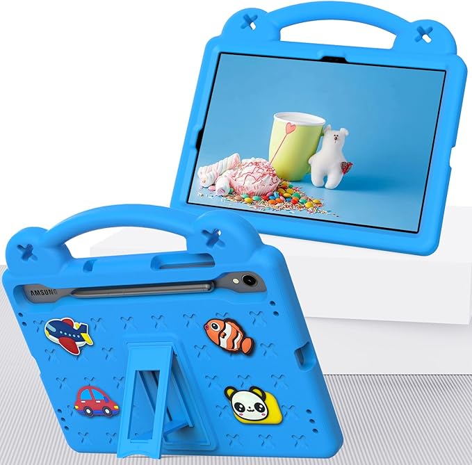 AKABEILA Compatible with Samsung Galaxy Tab S7 2020/S8 2022/Tab S9 2023 11 inch/Tab S9 FE 2023 11 inch Tablet Case, Kids Case with Shoulder Strap & Stand Handle & Pen Tray for Girl Kid Gift Sky Blue