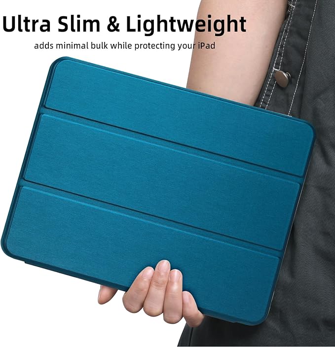 Wenlaty Case for iPad Pro 11 Inch 4th Generation 2022 with Pencil Holder, Protective Cover with Soft TPU Back, Also Fit for iPad 11 Pro Case 3rd Generation 2021 /2nd Generation 2020, PeacockBlue