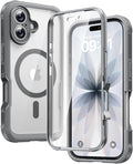 Diaclara Magnetic Designed for iPhone 17 Case 6.3 Inch Full Body Bumper,[Compatible with MagSafe] Military Drop Proof Cover with Built-in Touch Sensitive Anti-Scratch Screen Protector, Grey Titanium