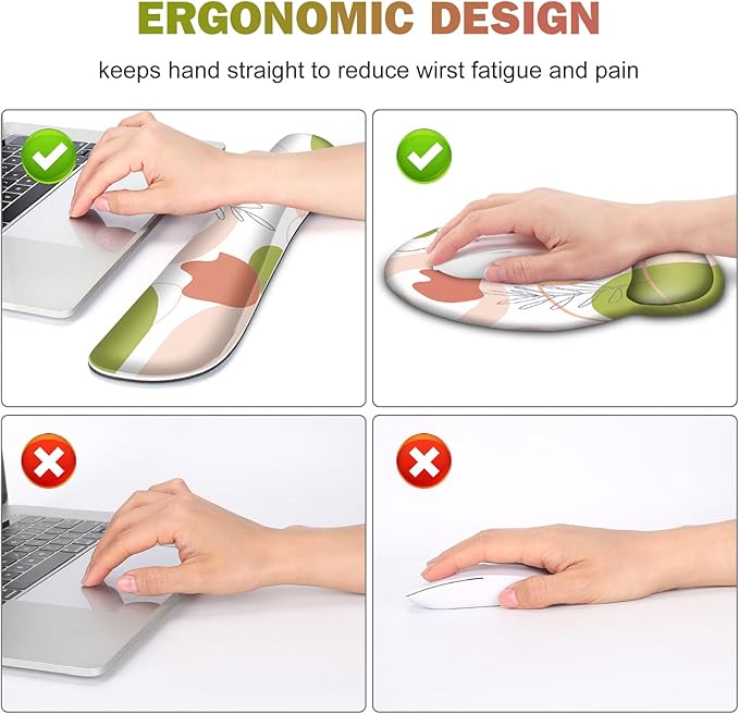 Gaming Mouse Pad, Large Desk Mat, Cute Desk Pad Protector, 4 in1 XXL Mousepad + Keyboard Wrist Rest+Mouse Wrist Rest+Coaster Set with Ergonomic Desk Pad for Home Office Table Computer Pink Rose