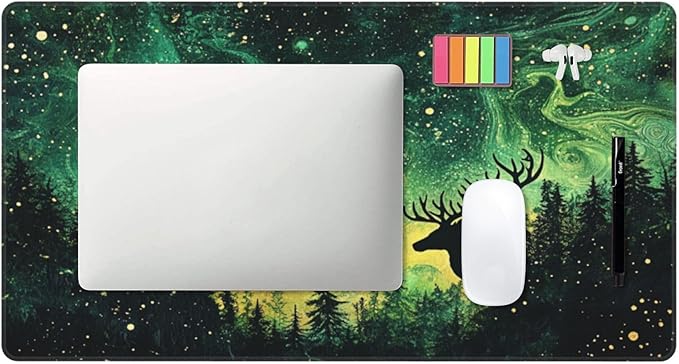 AQQA Gaming Mouse Pad Aurora Forest Background Pattern XXL Professional Large Mousepad Non-Slip Waterproof Rubber Base Mouse Mat for Office,Computer,Keyboard,and Home Desk Pad 31.4 x 15.7 Inch