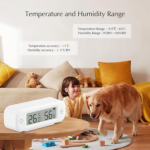 WiFi Thermometer, Humidity Meter with Smart Alert and Data Storage, Temperature and Humidity Monitor for Bedroom, Baby Room, Warehouse, Cellar, Greenhouse, White with Screen