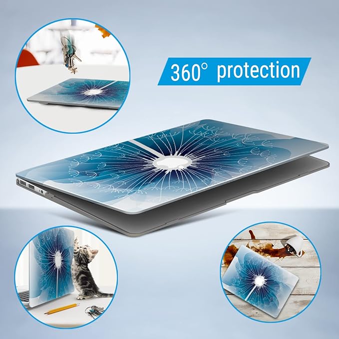 IBENZER Compatible with Old Version MacBook Air 13 Inch Case (2010-2017 Release). Models: A1466 / A1369, Plastic Hard Shell Case with Keyboard Cover for Mac Air 13, Dandelion, A13PGY+1