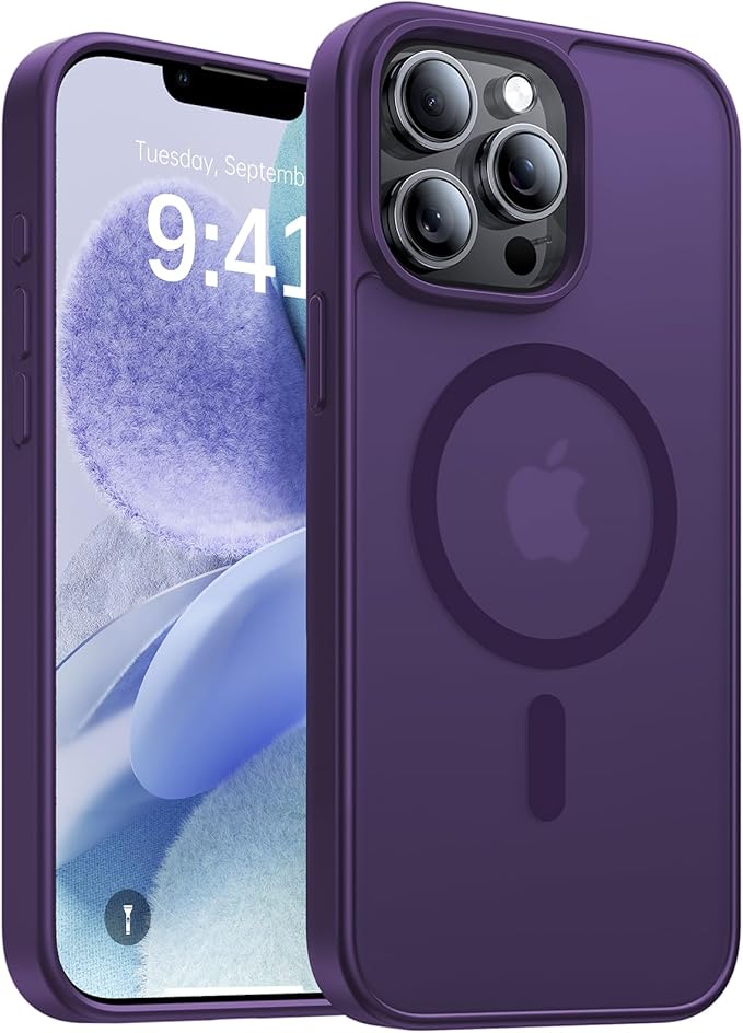 Magnetic for iPhone 12/iPhone 12 Pro Case,[Compatible with MagSafe][Military-Grade Drop Protection][Anti-Yellow] Shockproof Translucent Matte Cover for iPhone 12/12 Pro Phone Case,Deep Purple