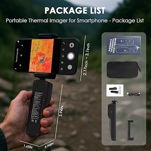 HOLDPEAK Wireless Thermal Imaging Camera for iOS/Android Phones, 256x192 IR Resolution with 1024x768 Visible Thermal Camera, -4°F to 1022°F Portable Heat Camera for Electrical Inspection, HVAC, Home