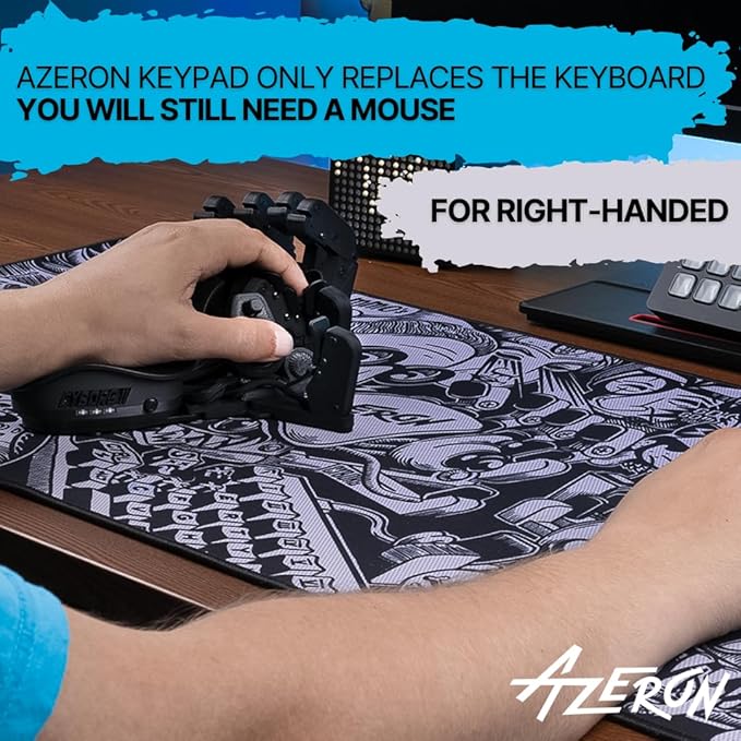AZERON Gaming Keypad, Programmable One Handed Gaming Keyboard, with Hall Effect Analog Thumbstick and 30 Programmable Keys, 3D Printed Customized Keypad, for Righties (Black, Cyborg ll)