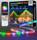 33FT Outdoor LED Strip Lights RGB+IC with Warm&Cool White, ETL Listed Music Sync Light Strip AC 120V, IP65 Waterproof and Connectable, for Party Festival Eave Porch Patio Every Day Decor