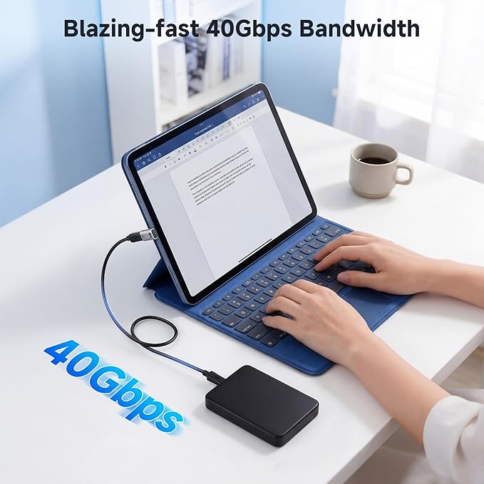 Cable Matters 2-Pack 40Gbps Right Angle USB C Adapter, Up to [4K@240Hz Video, 240W Charging, 40Gbps Data Transfer] 90 Degree USB C Adapter, Compatible with Thunderbolt 4, iPhone 16, Steam Deck