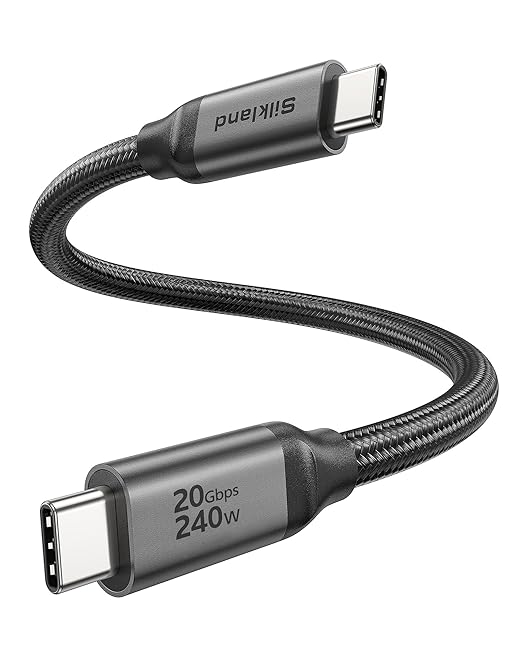 Silkland USB C 3.2 Gen 2x2 Cable, 20Gbps USB C High Speed Data Transfer, 5K/4K 60Hz USBC Monitor Cord, 240W PD Fast Charging, Type C 3.1 Cable Compatible for SSD, Hub, Dock, eGPU, 1.6FT