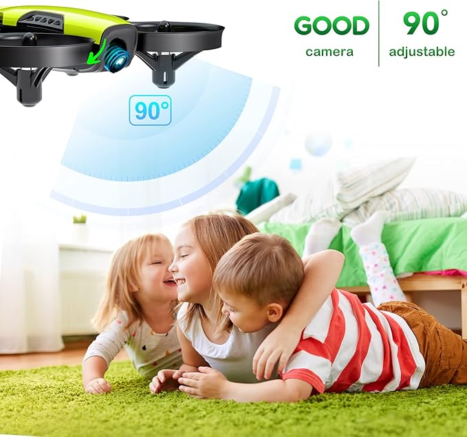 Loolinn | Drones for Kids 8+ Gift with Camera - Mini Drone with 90° Adjustable Camera, Safe for Kids, Photos and Videos, Includes three batteries (Gift for Kids)