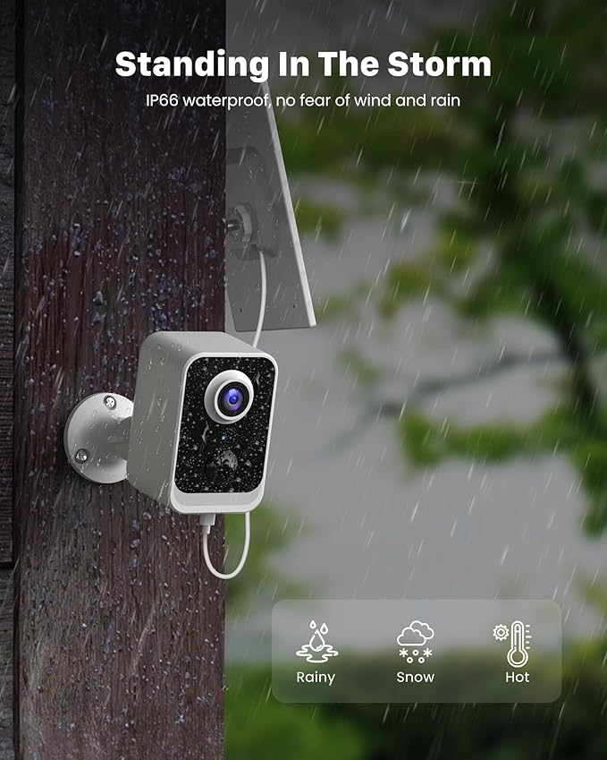 PEEIPM Security Cameras Wireless Outdoor: Solar Power Cameras for Home Security WiFi Battery Seguridad Camara System Kit Surveillance Monitor with Motion Sensor Flood Light Alarm & Color Night Vision