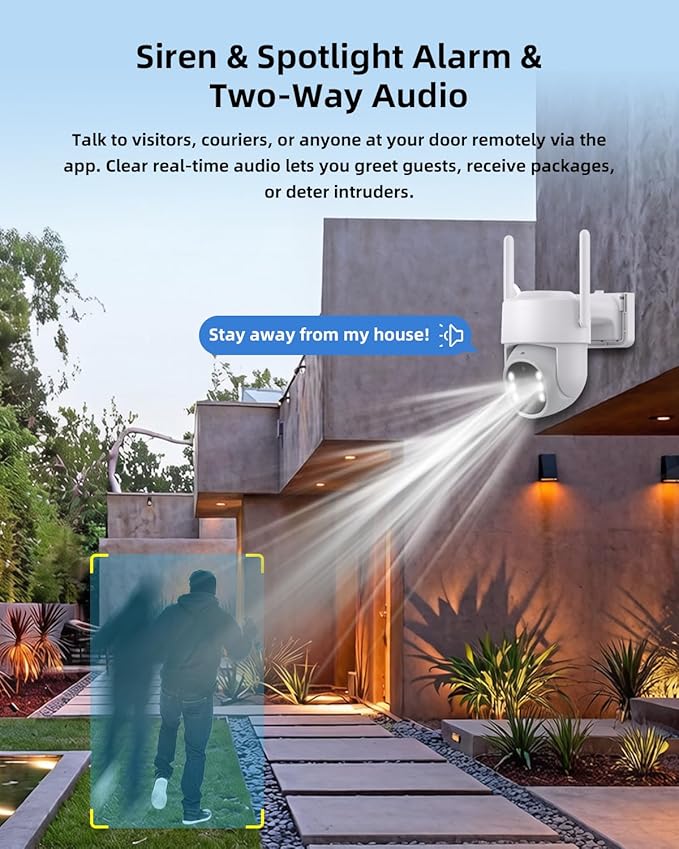 Ameyes 4MP 4G LTE Cellular Security Cameras Wireless Outdoor, Solar Cameras for Home Security 32GB SD Card & SIM Card, Night Vision, PT 360 Camera, 2-Way Audio, Motion Detect, No WiFi & Wire (White)