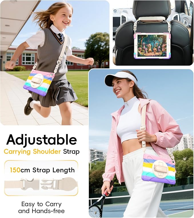 BRAECN Case for iPad Air 3rd Generation 2019 / iPad Pro 10.5 inch 2017, Rugged Heavy Duty Shockproof Cover with Pencil Holder, 360° Rotating Kickstand & Adjustable Hand Strap & Shoulder Strap for Kids